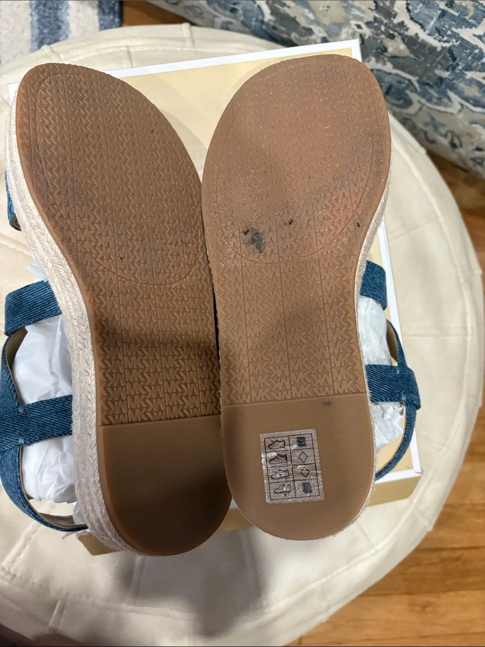 Michael Kors Denim Blue Espadrille Platform Sandals - Women's